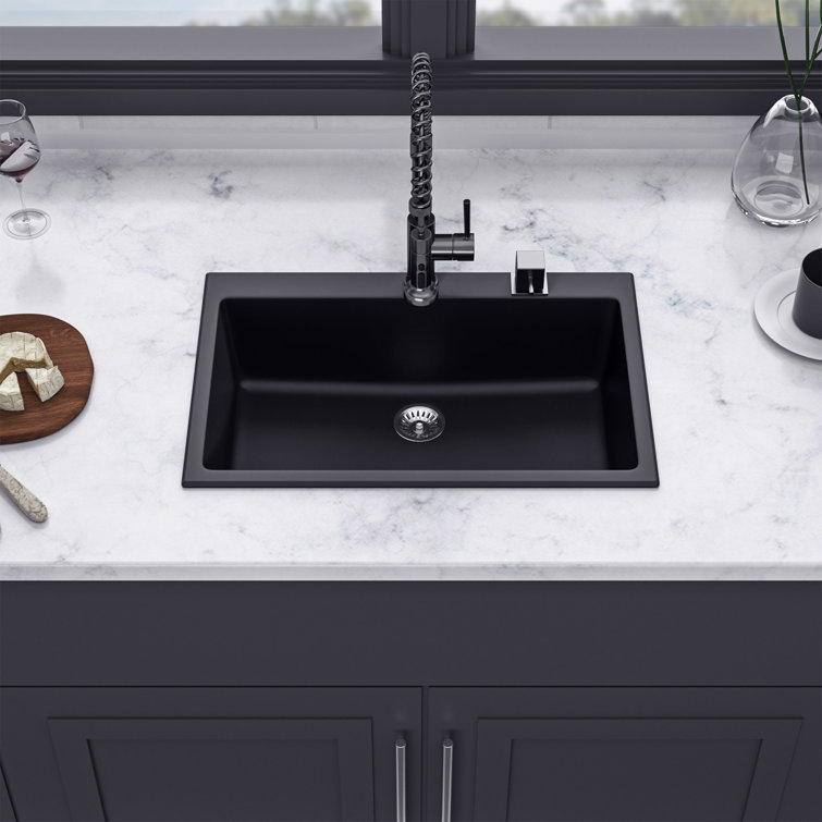 33'' Matte Black Quartzite Single Bowl Kitchen Sink