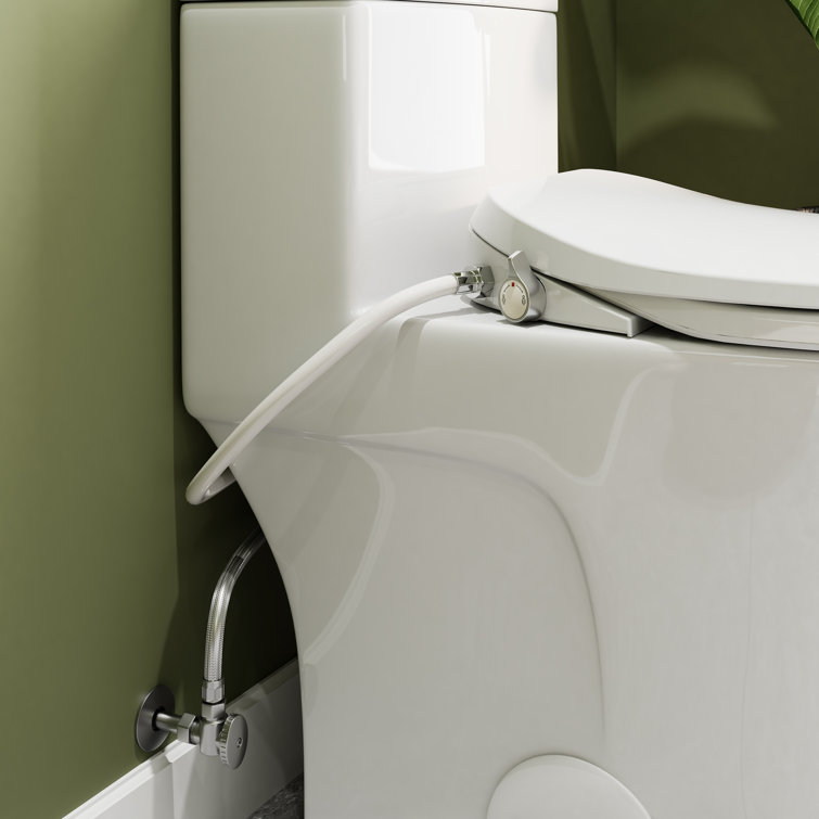 White Porcelain Elongated Dual Flush ADA Toilet with Bidet Seat