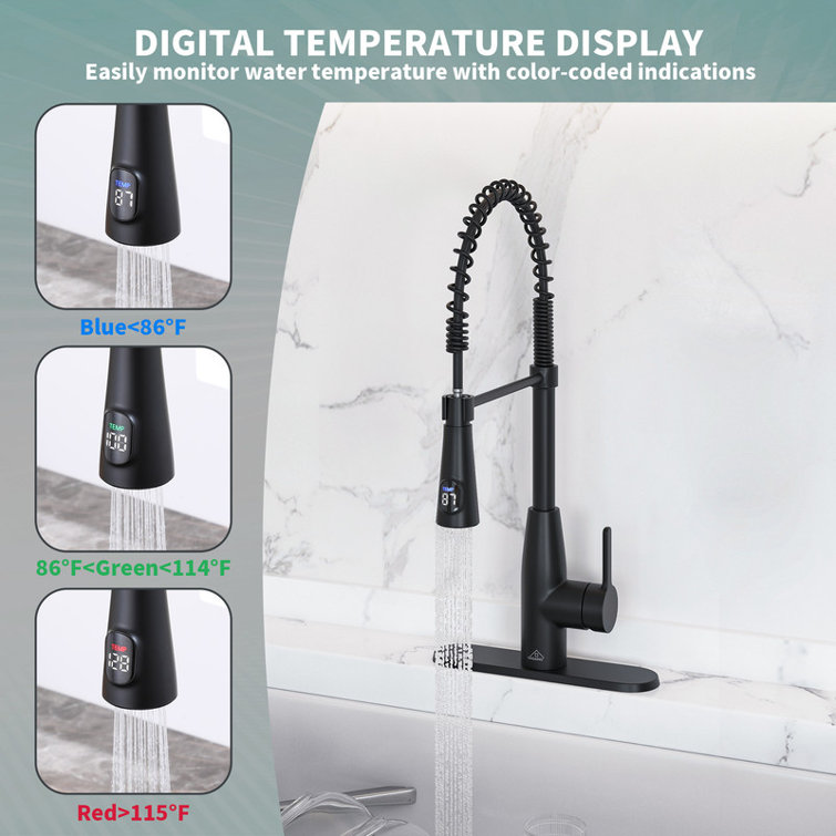 Matte Black Stainless Steel Pull Down Sprayer Kitchen Faucet