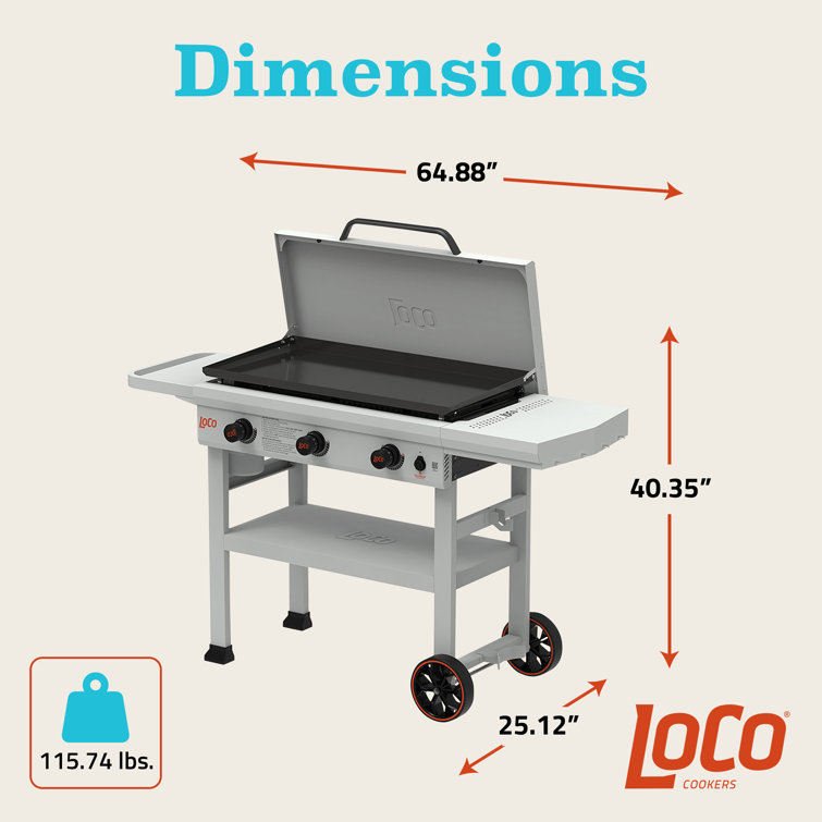 LoCo Cookers 36" Chalk 3-Burner Propane Gas Grill with SmartTemp