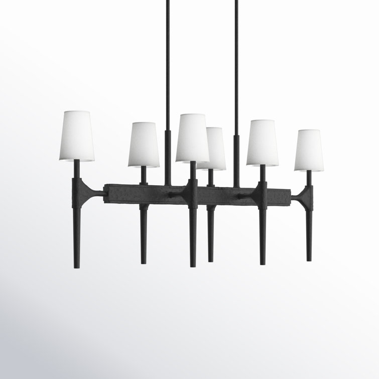 Beaumont Rustic Black 6-Light Candle Chandelier with Tapered Shades