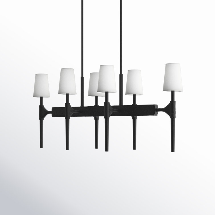 Beaumont Rustic Black 6-Light Candle Chandelier with Tapered Shades