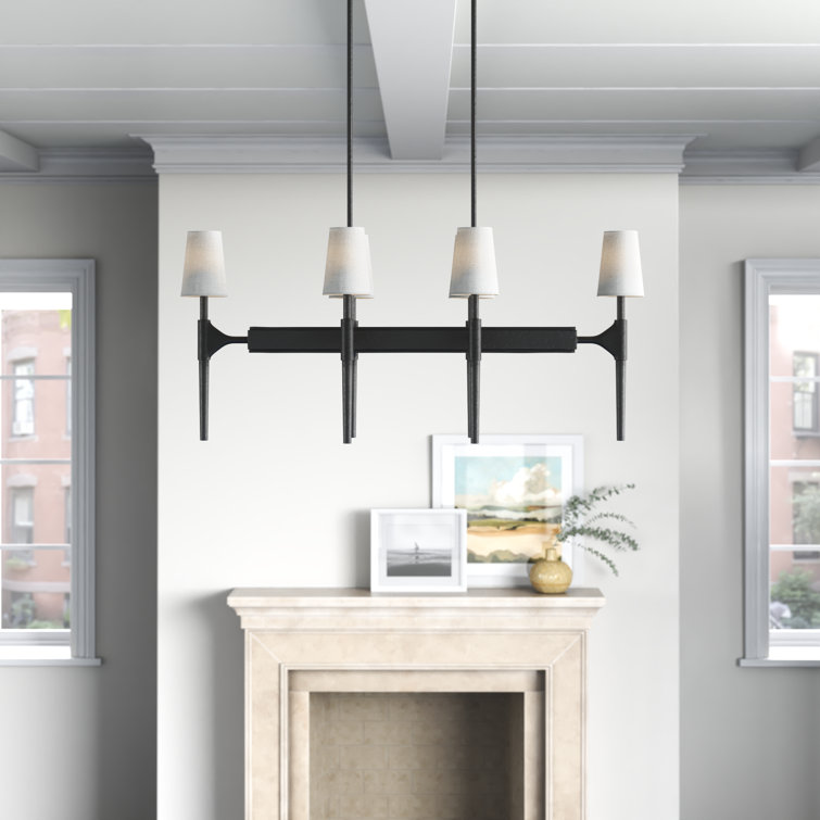 Beaumont Rustic Black 6-Light Candle Chandelier with Tapered Shades