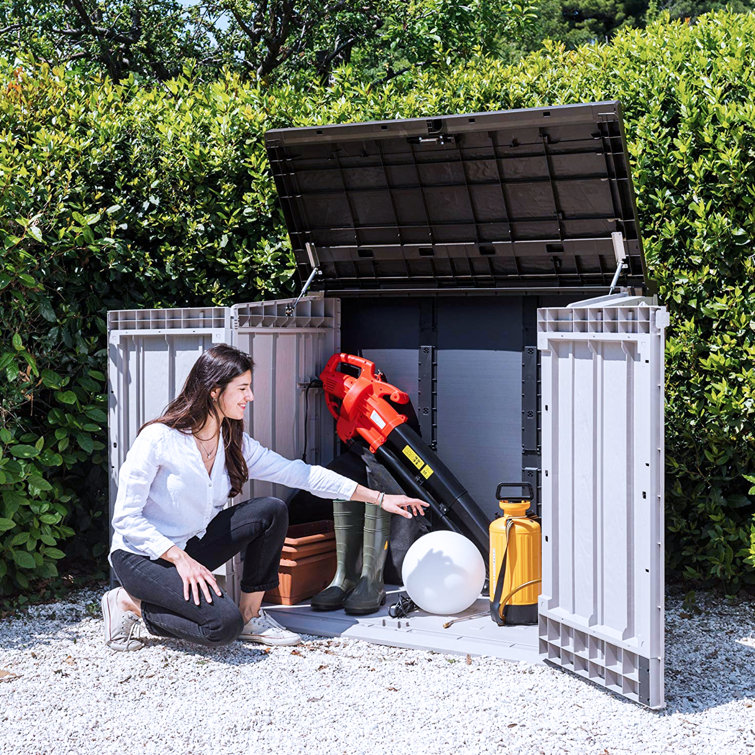 Anthracite Lockable Plastic Outdoor Storage Shed with Wheels