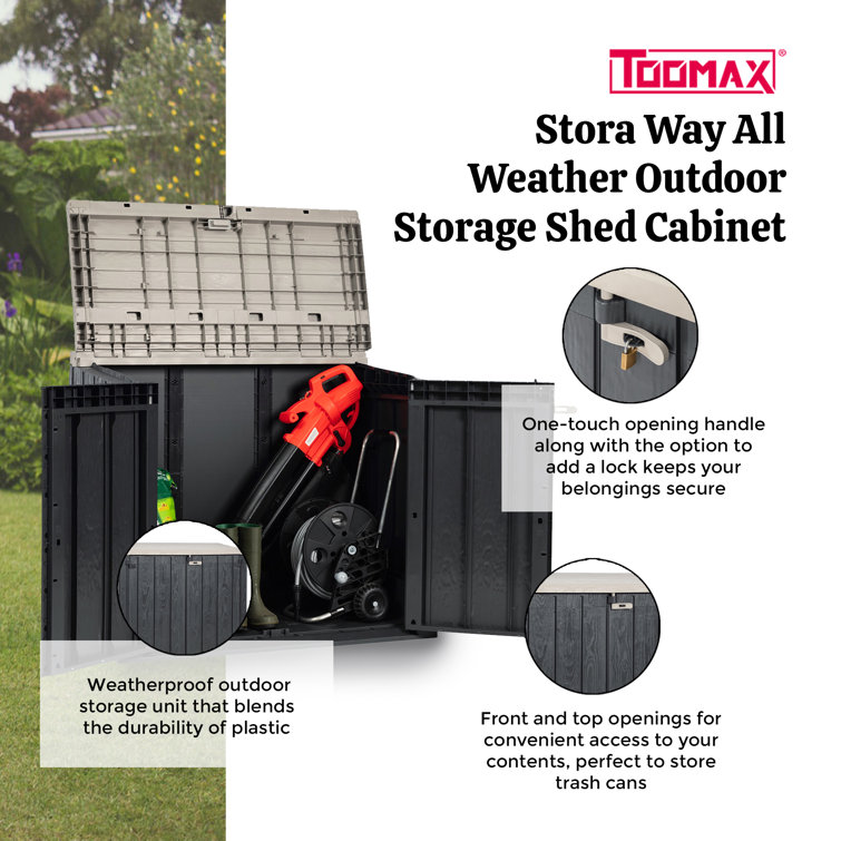 Anthracite Lockable Plastic Outdoor Storage Shed with Wheels