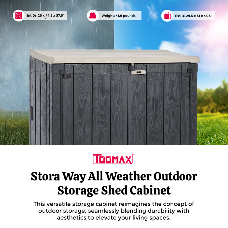 Anthracite Lockable Plastic Outdoor Storage Shed with Wheels