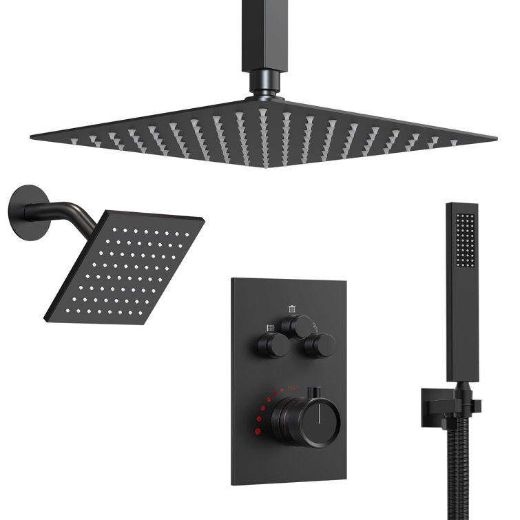 Matte Black Stainless Steel Dual Showerhead System with Handheld