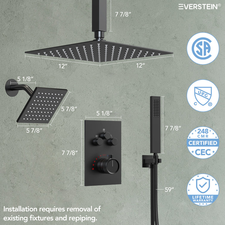 Matte Black Stainless Steel Dual Showerhead System with Handheld