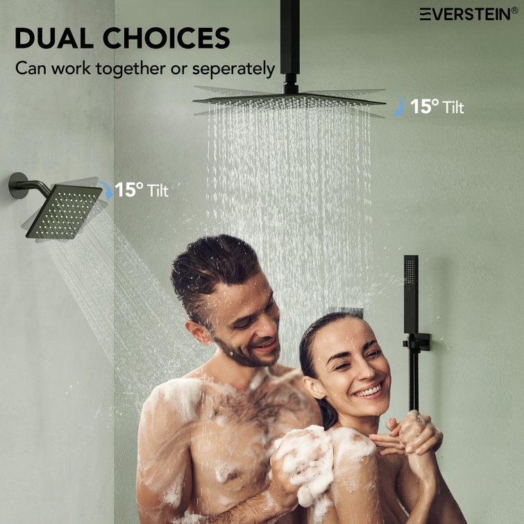 Matte Black Stainless Steel Dual Showerhead System with Handheld
