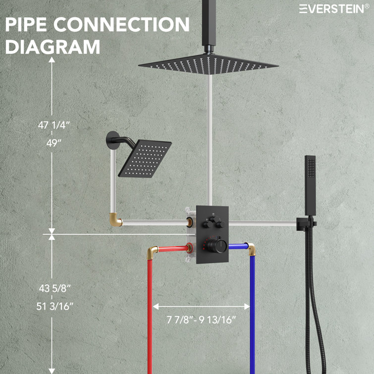 Matte Black Stainless Steel Dual Showerhead System with Handheld