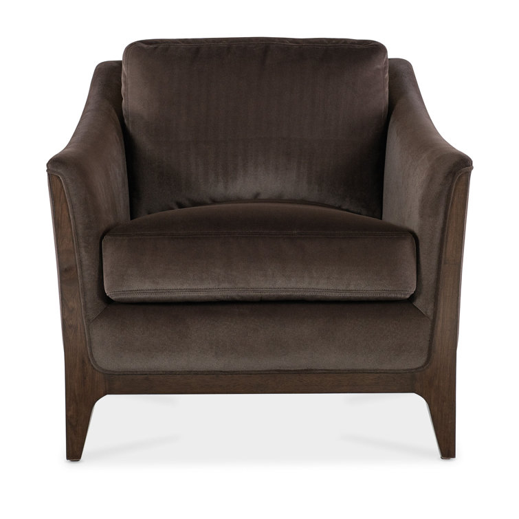 Sophia Mid-Century Brown Leather and Wood Armchair