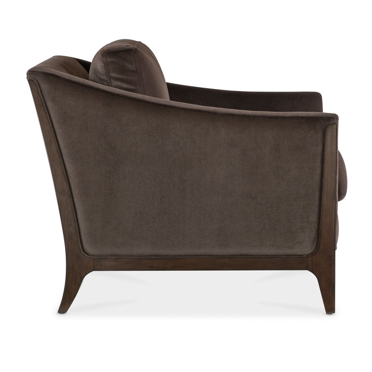 Sophia Mid-Century Brown Leather and Wood Armchair