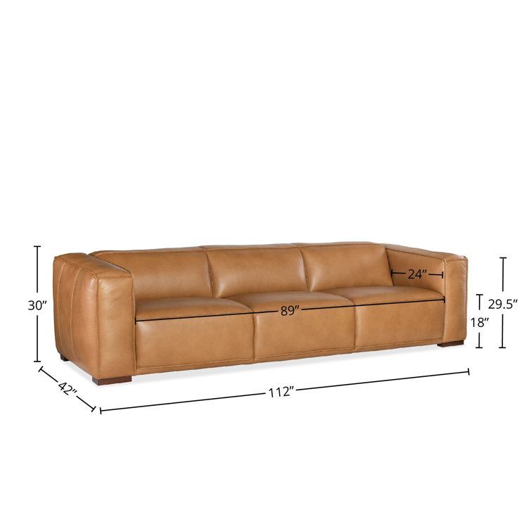 Zen Caramel Leather Reclining Sofa with Track Arms