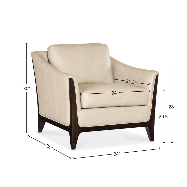 Sophia Beige Leather and Wood Accent Chair