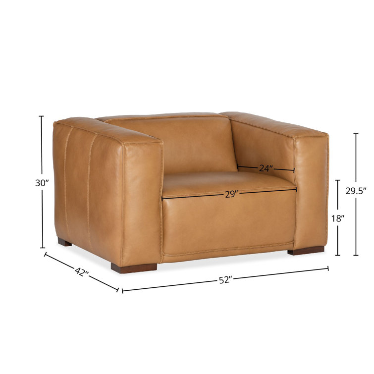 Zen Caramel Leather Accent Chair with Dark Wood Feet