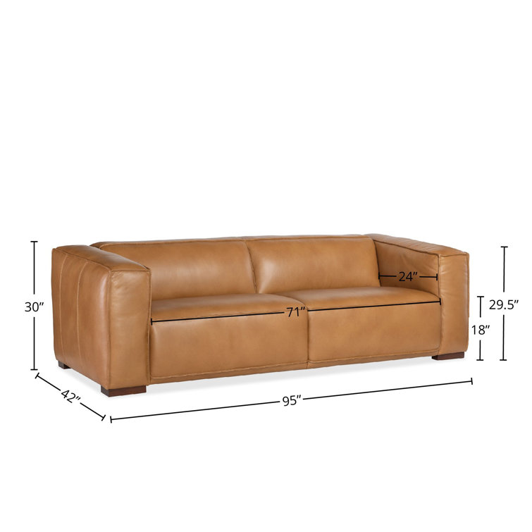 Zen Caramel Leather 2-Seat Reclining Sofa with Track Arms