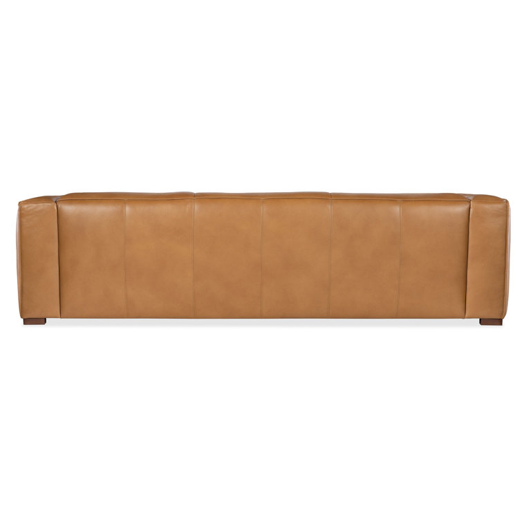 Zen Caramel Leather Reclining Sofa with Track Arms