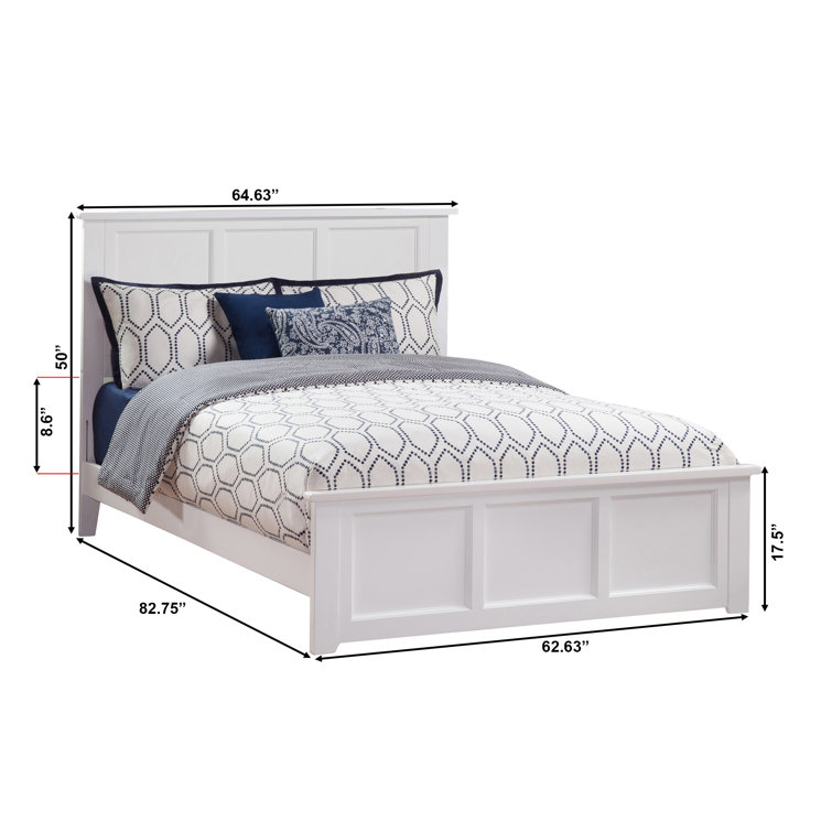 Madison White Full Wood Platform Bed with Headboard and Footboard