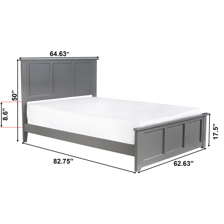 Madison Gray Solid Wood Full Platform Bed with Headboard