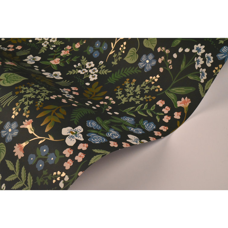 Hunter Green Floral Nonwoven Washable Wallpaper
