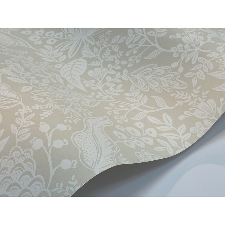 Beige and White Nonwoven Floral Pomegranate Wallpaper Roll