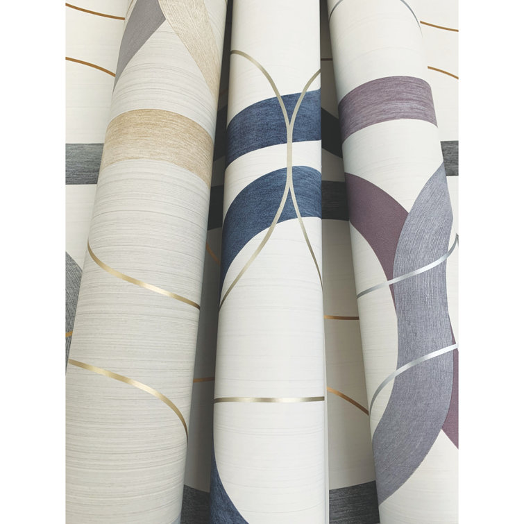 Navy Geometric Interlock Double Roll Wallpaper