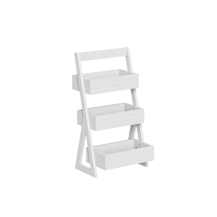 White 3-Shelf Compact Storage Caddy with Handle