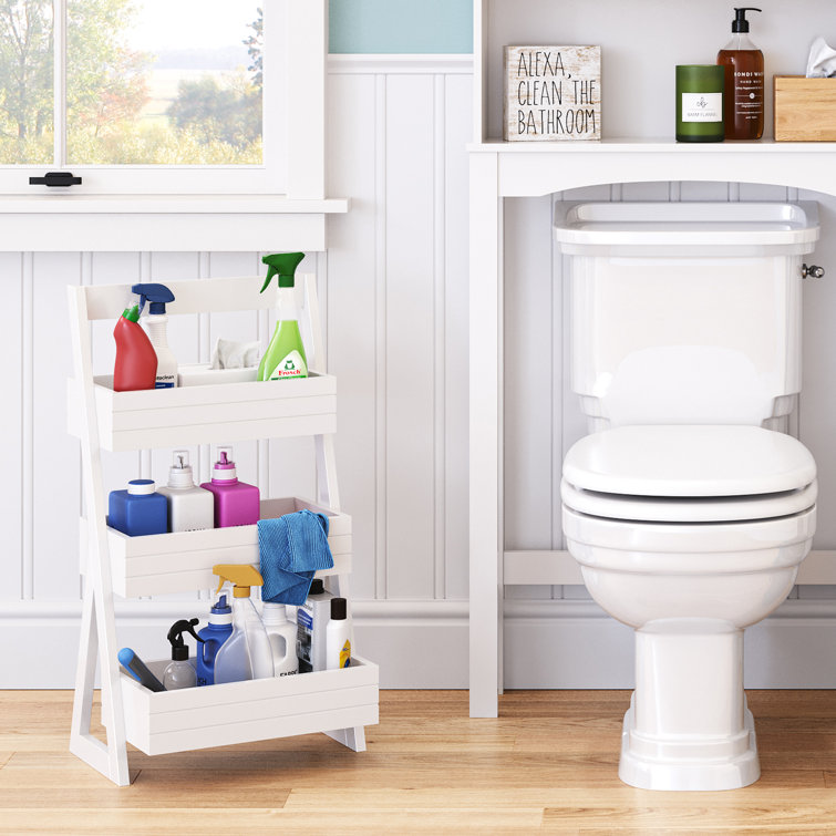 White 3-Shelf Compact Storage Caddy with Handle