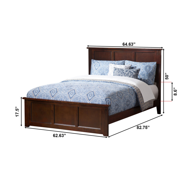 Madison Walnut Queen Wood Platform Bed with Headboard and Slats