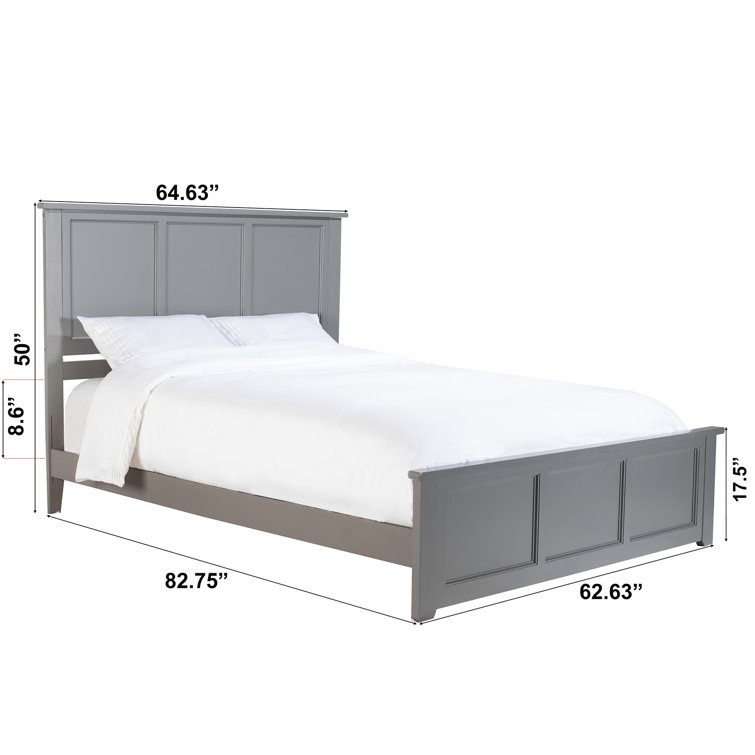 Madison Gray Queen Solid Wood Platform Bed with Headboard