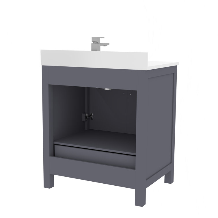 Charcoal Grey Solid Wood Freestanding Bathroom Vanity with Brushed Nickel Hardware