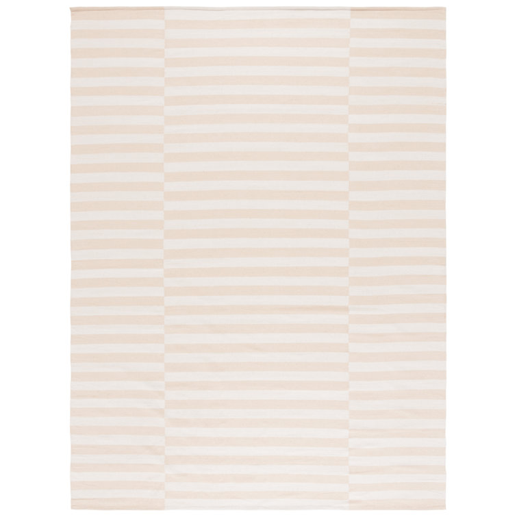 Alabaster Stripe Flat Woven Cotton 8' x 10' Area Rug
