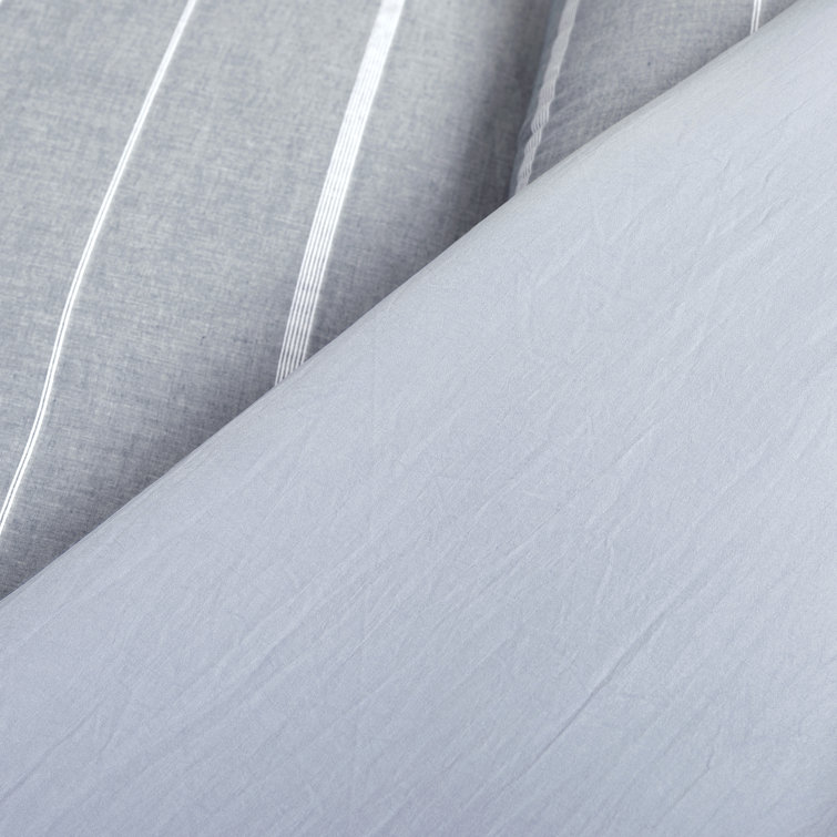 King Blue and Off-White Cotton Striped Comforter Set
