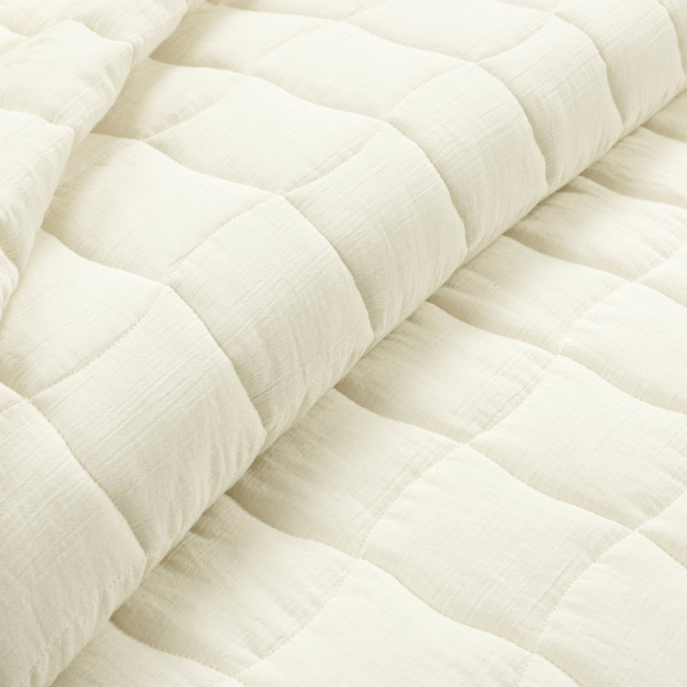Pearl White Full/Queen Gauze Quilt Set