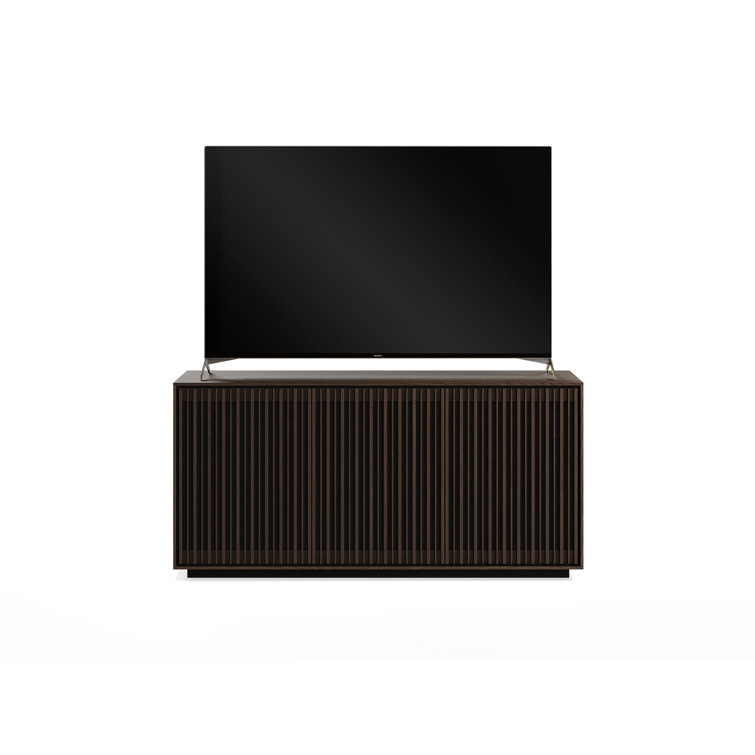 Toasted Oak and Black 3-Door Media Storage Console with Glass Shelves