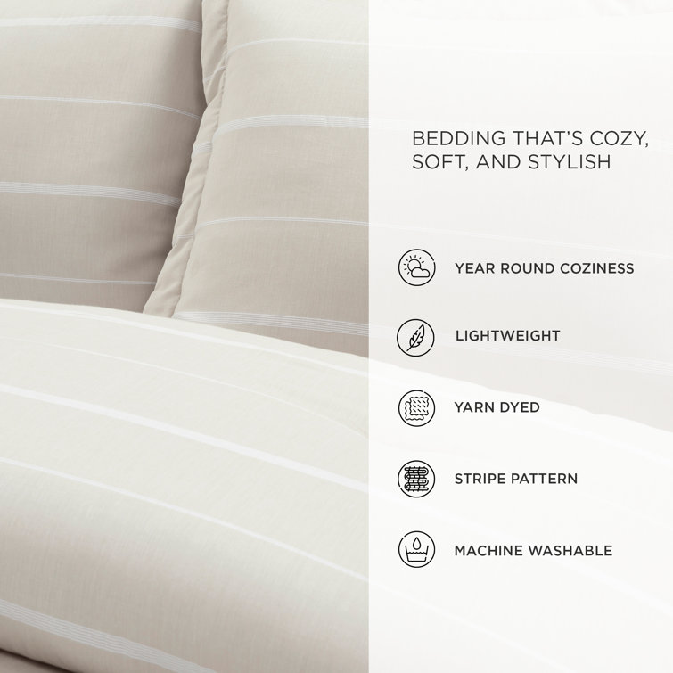 Neutral Off-White Cotton Full/Queen Comforter Set
