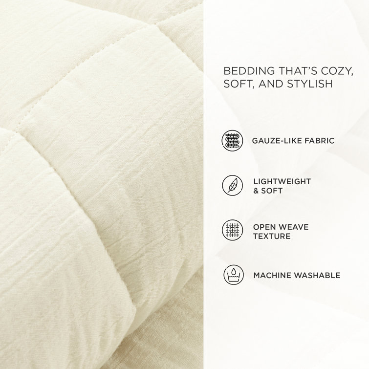 Pearl White Full/Queen Gauze Quilt Set