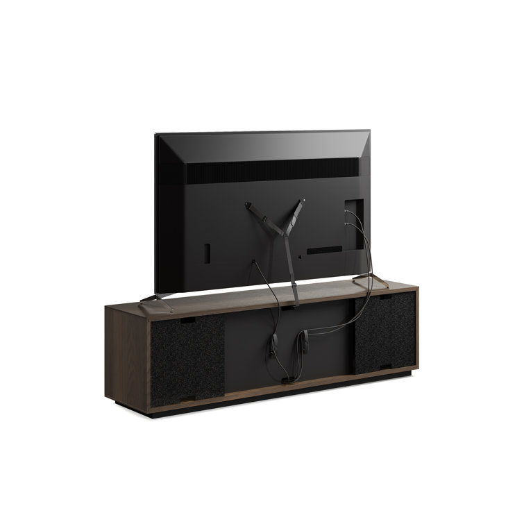 Toasted Oak and Black Hardwood Media Storage Cabinet with Tempered Glass Shelves