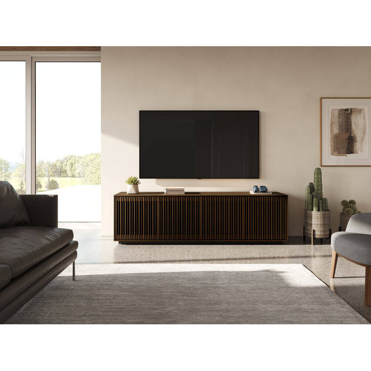 Toasted Oak and Black Hardwood Media Storage Cabinet with Tempered Glass Shelves
