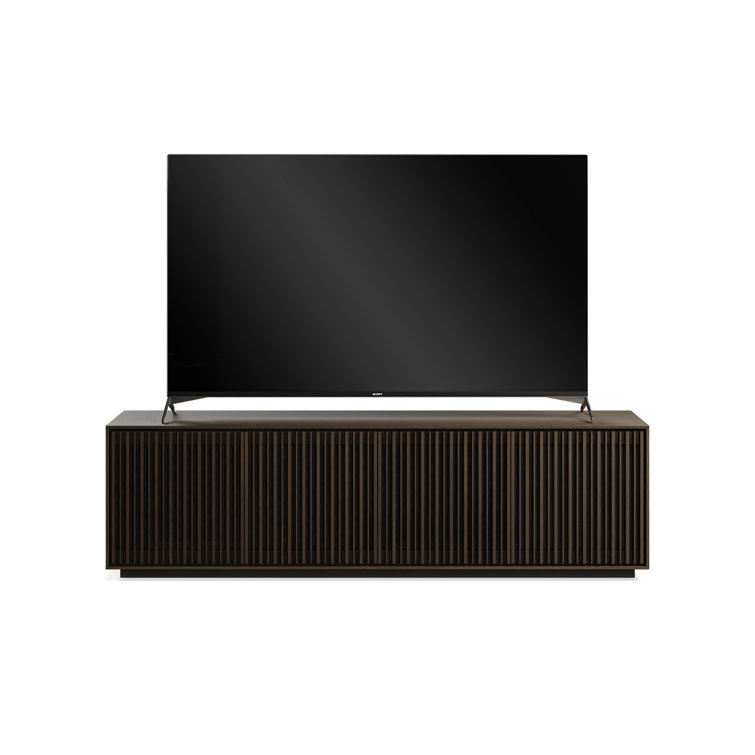Toasted Oak and Black Hardwood Media Storage Cabinet with Tempered Glass Shelves