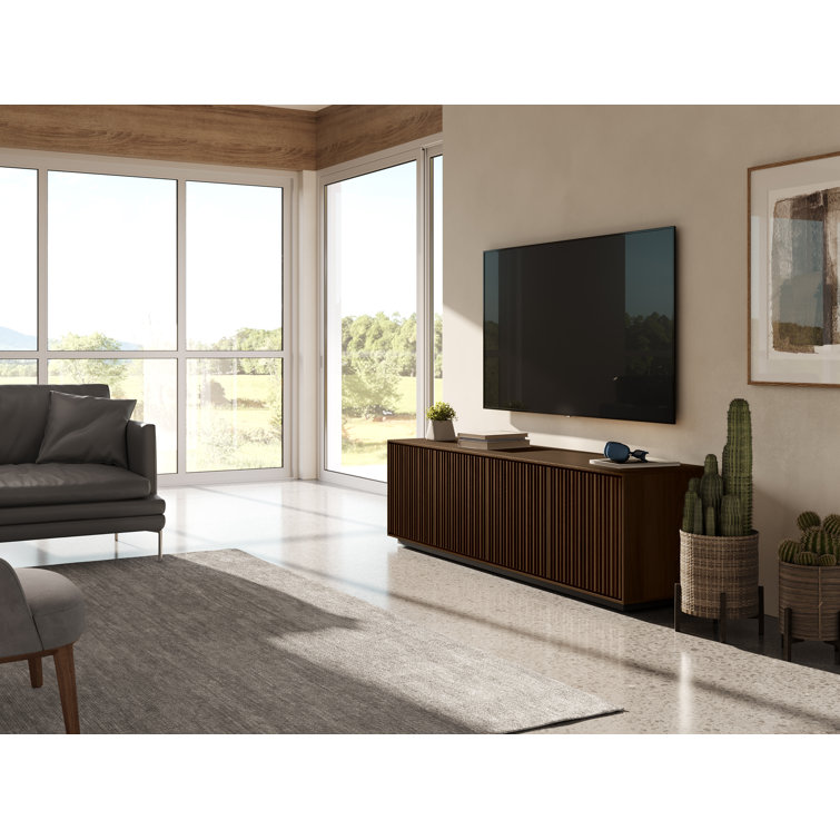 Toasted Oak and Black Hardwood Media Storage Cabinet with Tempered Glass Shelves