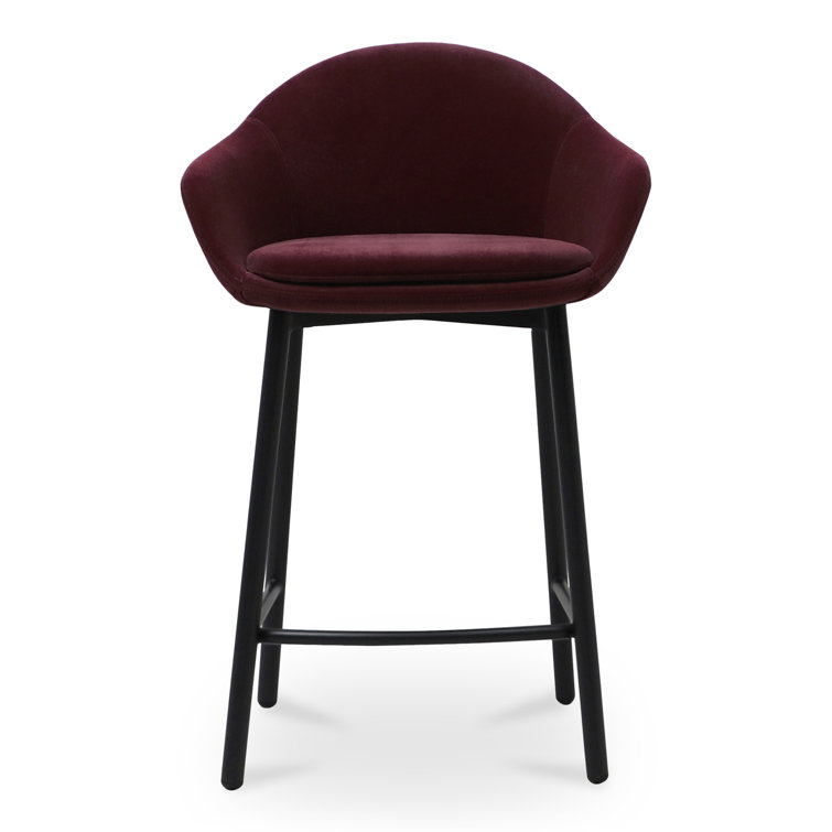 Bradly 26'' Wine Velvet Upholstered Metal Counter Stool