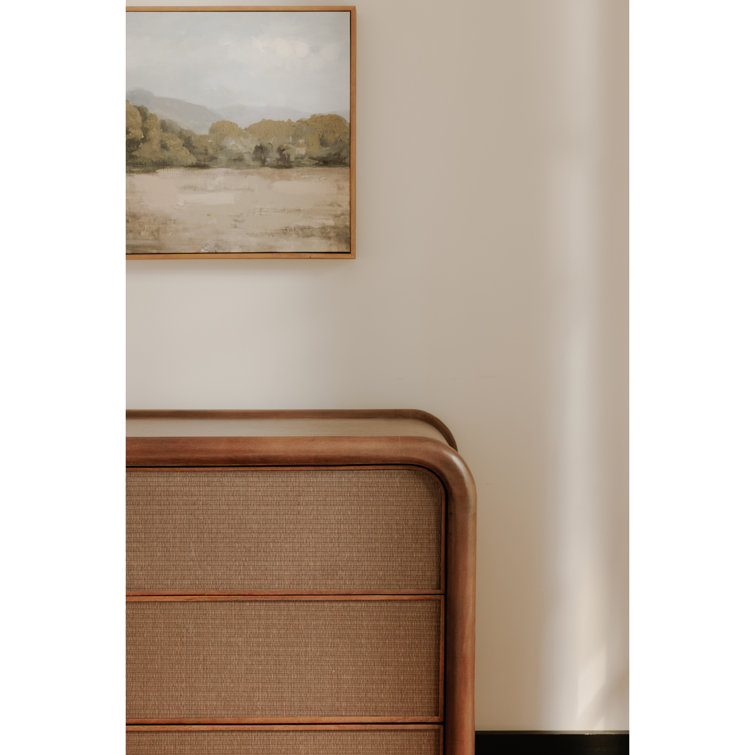 Omena Brown Mango Wood 6-Drawer Dresser with Woven Front