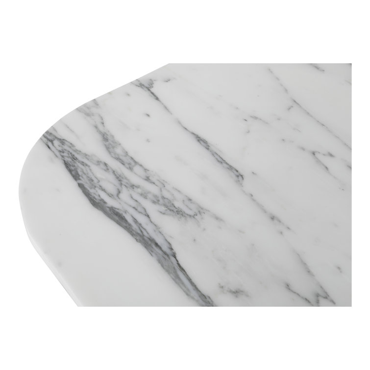 Dash White Calacatta Marble and Brown Wood Accent Table