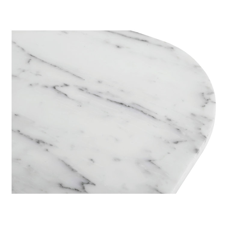 Dash White Calacatta Marble and Brown Wood Accent Table
