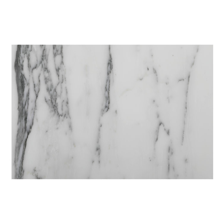 Dash White Calacatta Marble and Brown Wood Accent Table