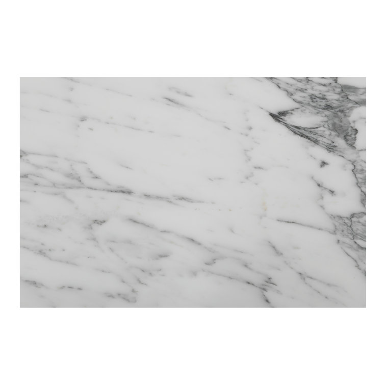 Dash White Calacatta Marble and Brown Wood Accent Table