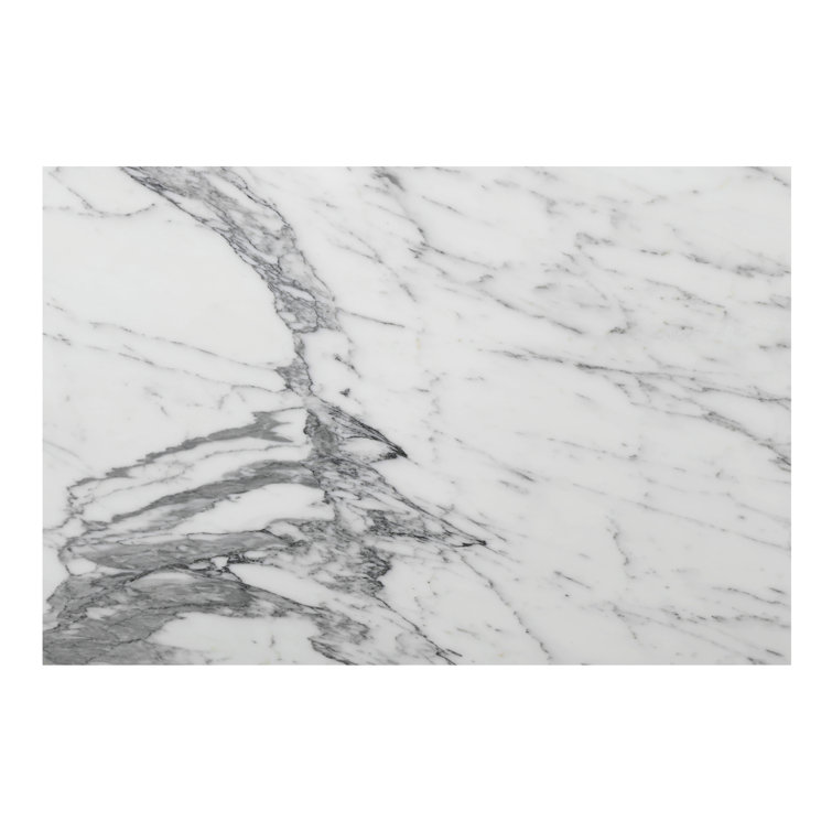 Dash White Calacatta Marble and Brown Wood Accent Table