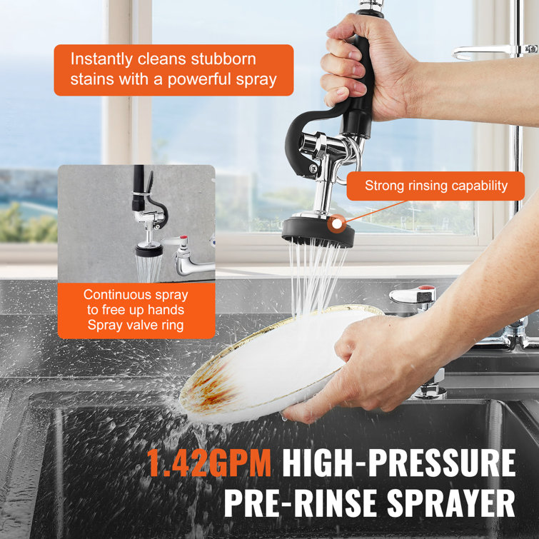 Commercial Brass Kitchen Faucet with Pull-out Spray