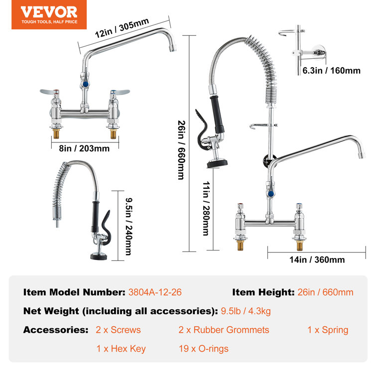 Commercial Brass Kitchen Faucet with Pull-out Spray